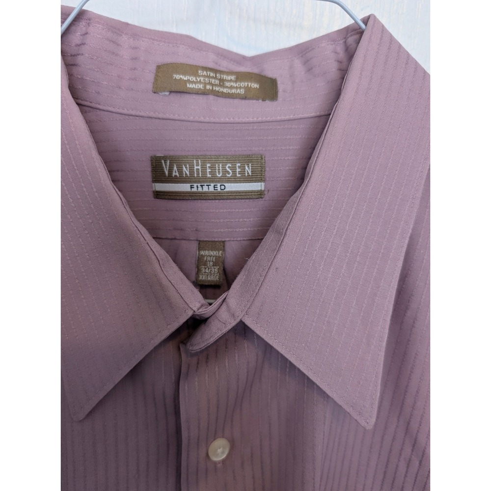 Van Heusen Fitted Dress Shirt Mens 18 34/35 XXL Mauve Purple pi